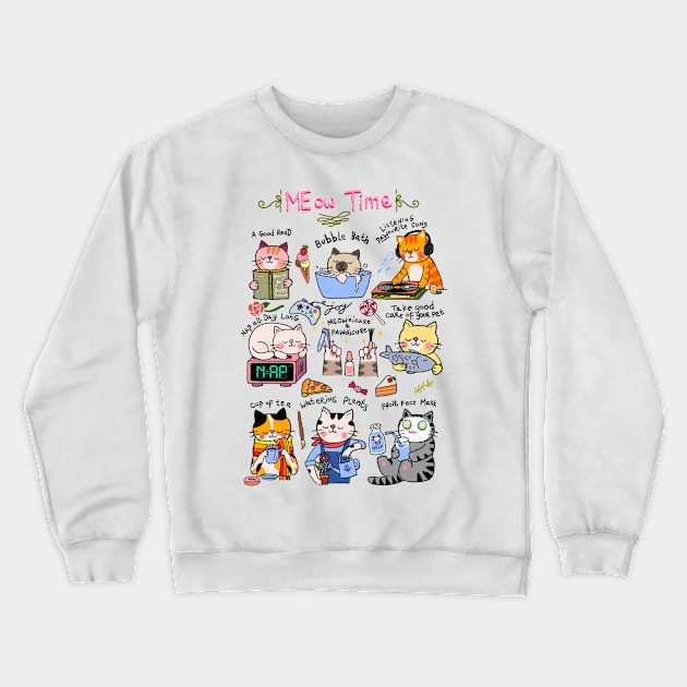 MEow Time Crewneck Sweatshirt by kookylove